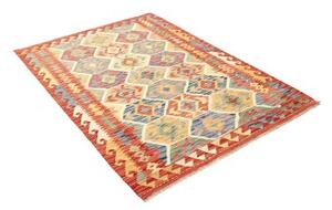 Tappeto Kilim Geometrico Rosso Corallo Giallo 128x176 Cm