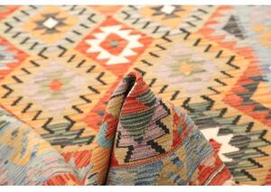 Tappeto Kilim Geometrico Arancione Azzurro 125x180 Cm