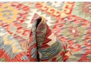 Tappeto Kilim Geometrico Rosso Azzurro 158x198 Cm