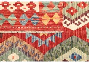 Tappeto Kilim Geometrico Rosso Azzurro 154x209 Cm
