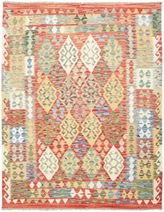 Tappeto Kilim Geometrico Rosso Mattone Avorio 150x195 Cm