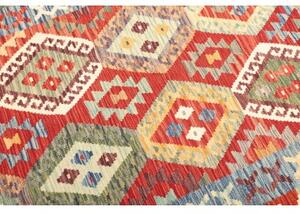 Tappeto Kilim Geometrico Rosso Azzurro 154x209 Cm