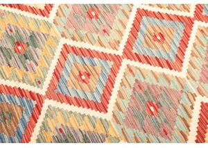 Tappeto Kilim Geometrico Rosso Avorio 156x194 Cm