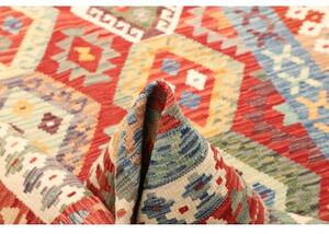 Tappeto Kilim Geometrico Rosso Azzurro 154x209 Cm