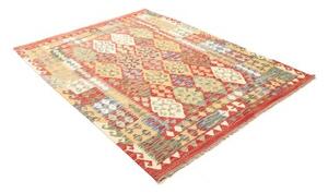 Tappeto Kilim Geometrico Rosso Mattone Avorio 150x195 Cm