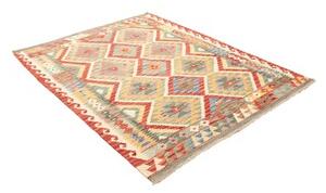 Tappeto Kilim Geometrico Rosso Avorio 156x194 Cm