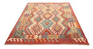 Tappeto Kilim Geometrico Rosso Mattone Avorio 157x192 Cm