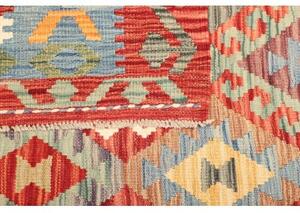 Tappeto Kilim Geometrico Rosso Azzurro 158x198 Cm