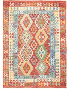 Tappeto Kilim Geometrico Rosso Azzurro 154x209 Cm