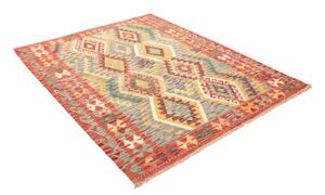 Tappeto Kilim Geometrico Rosso Mattone Verde Salvia 158x198 Cm