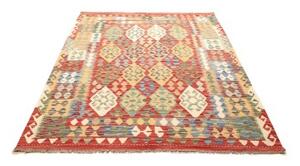 Tappeto Kilim Geometrico Rosso Mattone Avorio 150x195 Cm