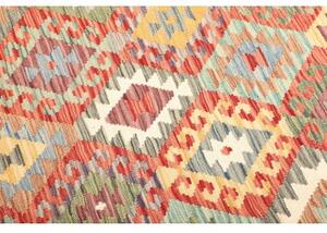 Tappeto Kilim Geometrico Rosso Azzurro 158x198 Cm