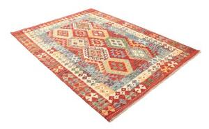 Tappeto Kilim Geometrico Rosso Azzurro 154x209 Cm