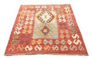 Tappeto Kilim Geometrico Rosso Beige 108x150 Cm