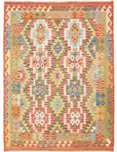 Tappeto Kilim Geometrico Rosso Beige 145x194 Cm
