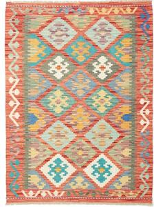 Tappeto Kilim Geometrico Rosso Azzurro 107x148 Cm