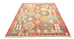 Tappeto Kilim Geometrico Rosso Multicolore 151x203 Cm
