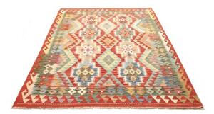 Tappeto Kilim Stilizzato Rosso Multicolore 148x197 Cm