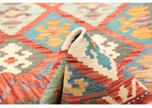 Tappeto Kilim Geometrico Rosso Azzurro 107x148 Cm