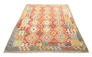 Tappeto Kilim Geometrico Rosso Multicolore 149x201 Cm