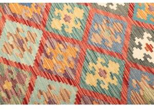 Tappeto Kilim Geometrico Rosso Azzurro 107x148 Cm