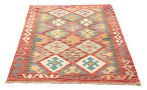 Tappeto Kilim Geometrico Rosso Azzurro 107x148 Cm