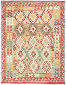 Tappeto Kilim Geometrico Rosso Multicolore 154x198 Cm