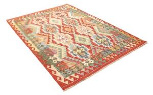 Tappeto Kilim Stilizzato Rosso Multicolore 148x197 Cm