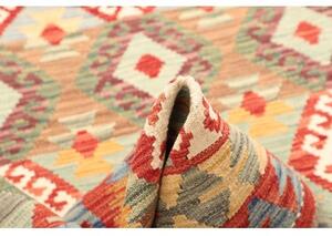 Tappeto Kilim Geometrico Rosso Multicolore 154x198 Cm