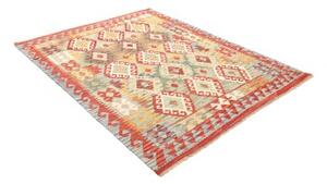 Tappeto Kilim Geometrico Rosso Multicolore 154x198 Cm