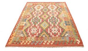 Tappeto Kilim Geometrico Rosso Beige 145x194 Cm