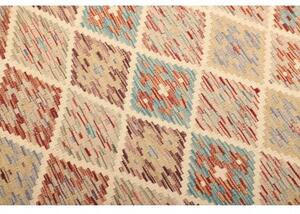 Tappeto Kilim Geometrico Avorio Rosso Mattone 101x153 Cm