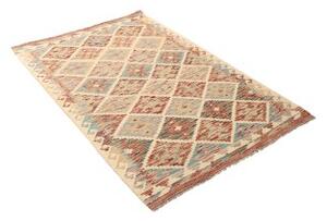 Tappeto Kilim Geometrico Avorio Rosso Mattone 101x153 Cm