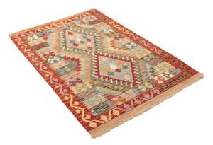 Tappeto Kilim Stilizzato Rosso Beige 104x150 Cm