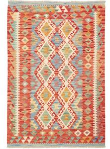 Tappeto Kilim Geometrico Rosso Mattone Blu Cielo 107x155 Cm