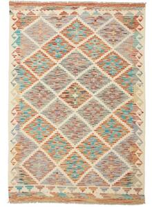 Tappeto Kilim Geometrico Avorio Rosso Ruggine 98x144 Cm