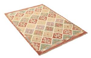 Tappeto Kilim Geometrico Beige Rosso Mattone 109x139 Cm