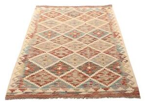 Tappeto Kilim Geometrico Avorio Rosso Mattone 101x153 Cm