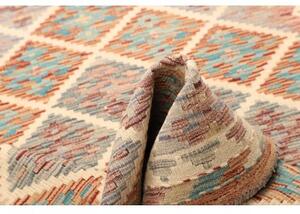 Tappeto Kilim Geometrico Avorio Rosso Ruggine 98x144 Cm