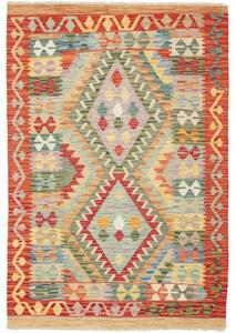Tappeto Kilim Stilizzato Rosso Beige 104x150 Cm