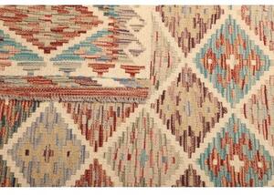 Tappeto Kilim Geometrico Avorio Rosso Mattone 101x153 Cm