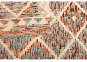 Tappeto Kilim Geometrico Avorio Rosso Ruggine 98x144 Cm