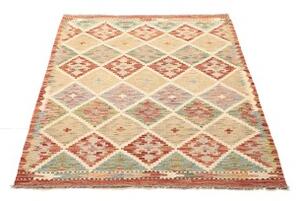 Tappeto Kilim Geometrico Beige Rosso Mattone 109x139 Cm