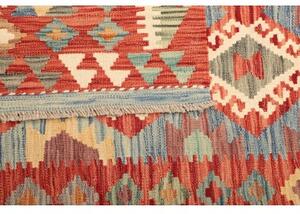 Tappeto Kilim Geometrico Rosso Mattone Blu Cielo 107x155 Cm