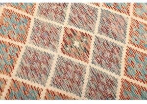 Tappeto Kilim Geometrico Avorio Rosso Ruggine 98x144 Cm