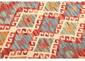 Tappeto Kilim Geometrico Rosso Mattone Blu Cielo 107x155 Cm