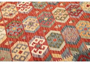 Tappeto Kilim Geometrico Rosso Mattone Multicolore 209x301 Cm