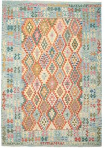Tappeto Kilim Geometrico Celeste Mattone 209x299 Cm