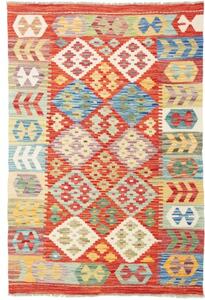 Tappeto Kilim Geometrico Rosso Mattone Multicolore 98x145 Cm