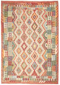 Tappeto Kilim Geometrico Rosso Beige 205x293 Cm